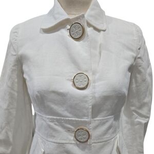 Vintage Tory Burch White Linen Blazer Jacket Size 4